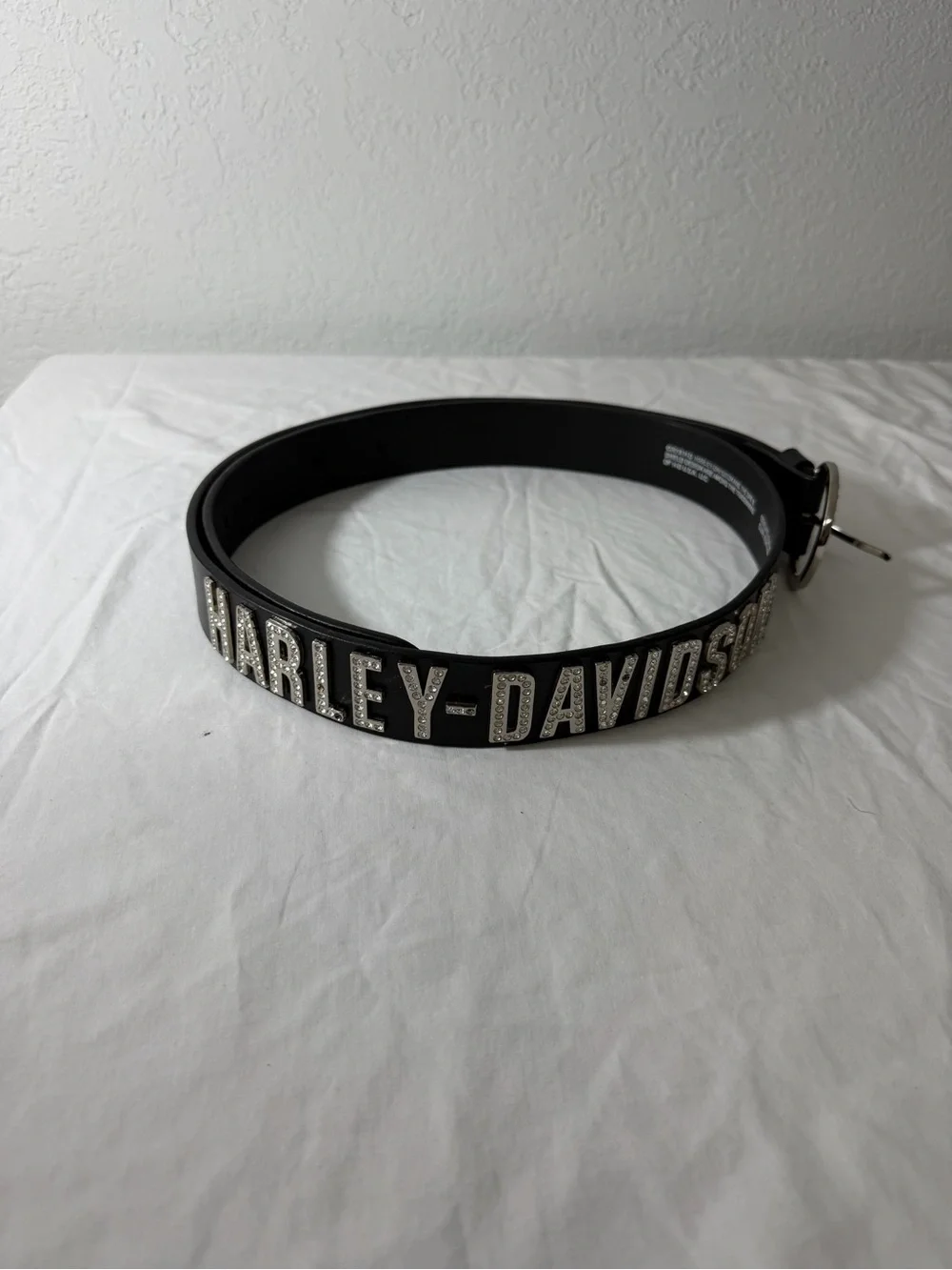 Harley-Davidson Black Belt with Crystal Lettering